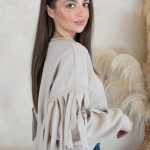 Bluza z frędzlami na rękawach Beżowy – Frendelle 3
