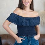 Top hiszpanka z falbanką koronkową Granatowy – Flamoria 1