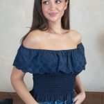 Top hiszpanka z falbanką koronkową Granatowy – Flamoria 2