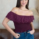 Top hiszpanka z falbanką koronkową Bordowy – Flamoria 2