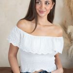Top hiszpanka z falbanką koronkową Biały – Flamoria 1