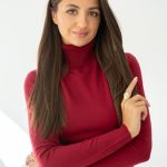 Dzianinowy sweter z golfem Bordowy – Goldivra 3