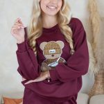 Komplet damski z misiem Bordowy – Teddynne 3