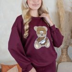 Komplet damski z misiem Bordowy – Teddynne 2