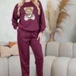 Komplet damski z misiem Bordowy – Teddynne 1