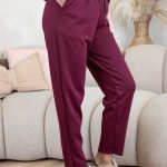 Komplet z ozdobną broszką – bluzka i spodnie Bordowy – Starivra 3