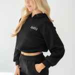 Komplet damski mini hoodie i jogger Czarny – Minvessa 2