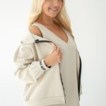 Bluza na zamek i sukienka z lampasami Beżowy – Minorielle 2