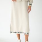 Bluza na zamek i sukienka z lampasami Beżowy – Minorielle 3