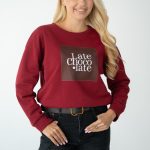 Bluza z nadrukiem Late Chocolate Bordowy – Serynne 1