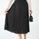 Spódnica plisowana midi z klamrą B Czarny – Belvarra 4