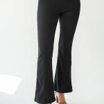 Legginsy damskie dzwony z guzikami eleganckie Czarny – Rivynne 1