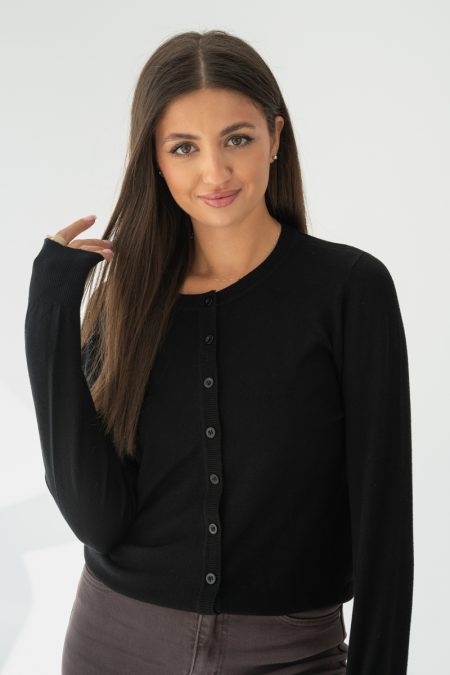 Sweter zapinany na guziki Czarny – Butonisse 1