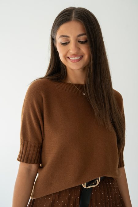 Sweter damski z wiskozy Czekoladowy – Visoria 1