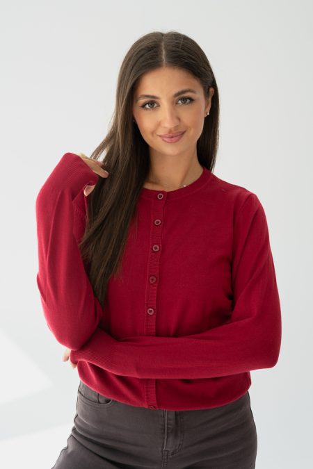 Sweter zapinany na guziki Bordowy – Butonisse 1