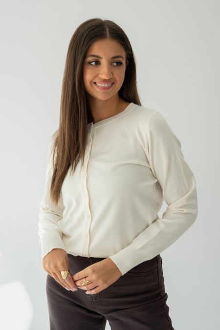 Sweter zapinany na guziki Beżowy – Butonisse 1