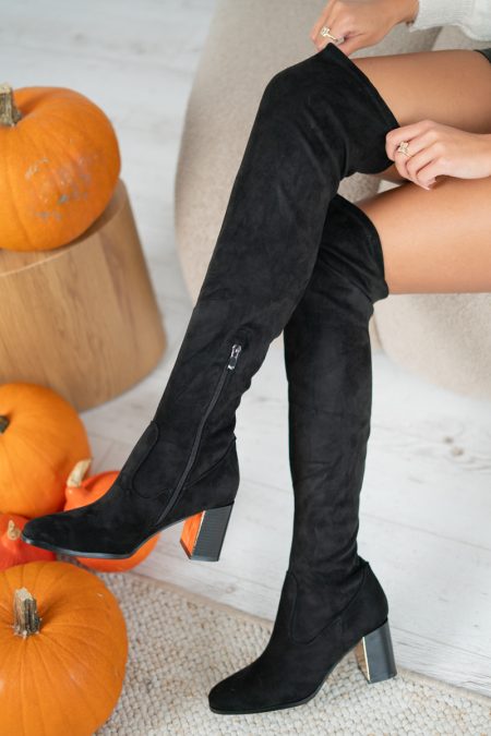 Kozaki z ozdobnym obcasem Czarny – Evarisse 4