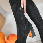 Kozaki z ozdobnym obcasem Czarny – Evarisse 3