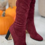 Kozaki z ozdobnym obcasem Bordowy – Evarisse 2