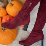 Kozaki z ozdobnym obcasem Bordowy – Evarisse 3