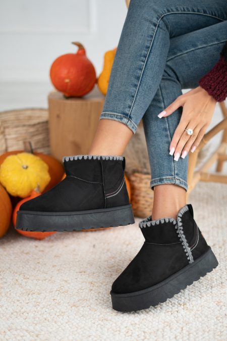 Śniegowce w stylu UGG kolor fango na kartonie SAND - Czarny 1