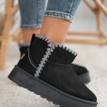 Śniegowce w stylu UGG kolor fango na kartonie SAND - Czarny 2