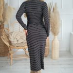 Długa dzianinowa sukienka Czarny – Elisvane 4