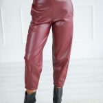 Spodnie eko skóra na gumce Bordowy – Tavirelle 2