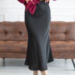 Długa satynowa spódnica Czarny – Elysorae 1