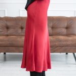 Długa satynowa spódnica Bordowy – Elysorae 3