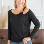 Bluzka asymetryczna damska Czarny – Thavisse 1