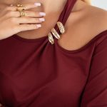 Bluzka asymetryczna damska Bordowy – Thavisse 4