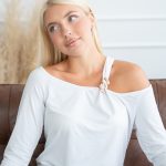 Bluzka asymetryczna damska Biały – Thavisse 3