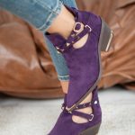 Botki na obcasie w szpic Fioletowy – Arlorya 1