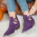 Botki na obcasie w szpic Fioletowy – Arlorya 4