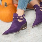 Botki na obcasie w szpic Fioletowy – Arlorya 3