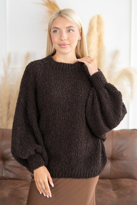 Sweter moherowy oversize Czekoladowy – Moirenne 1