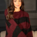 Mięsisty sweter damski w paski Bordowy – Stravira 2