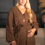 Płaszcz ze sztucznego baranka Czekoladowy – Brivora 1