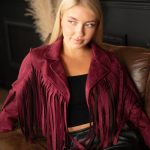 Ramoneska damska z frędzlami Bordowy – Zavriona 3