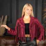 Ramoneska damska z frędzlami Bordowy – Zavriona 4