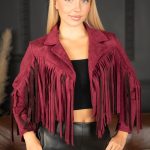 Ramoneska damska z frędzlami Bordowy – Zavriona 1