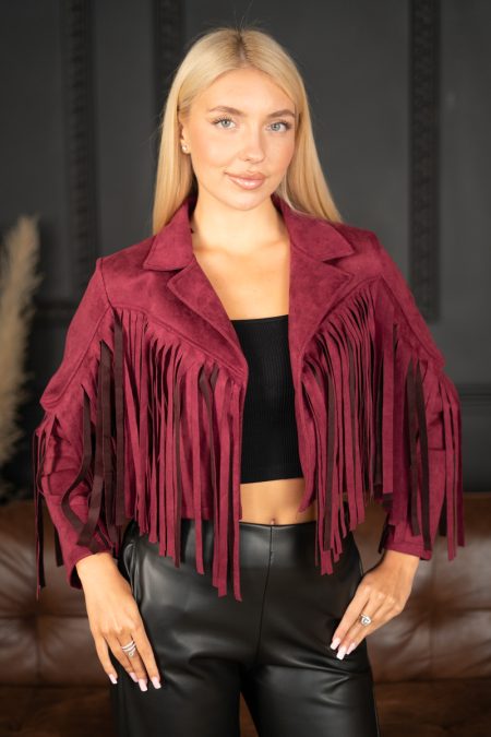 Ramoneska damska z frędzlami Bordowy – Zavriona 1