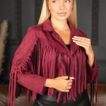 Ramoneska damska z frędzlami Bordowy – Zavriona 2