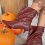 Botki na niskiej kaczuszce Bordowy – Velirene 2