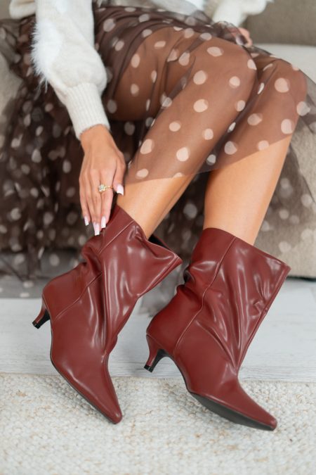 Botki na niskiej kaczuszce Bordowy – Velirene 3