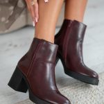 Sztyblety na grubym obcasie Bordowy – Irinelle 3