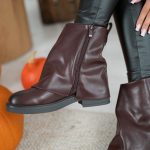 Botki z prostą nogawką Bordowy – Noravelle 3