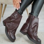 Botki z prostą nogawką Bordowy – Noravelle 4