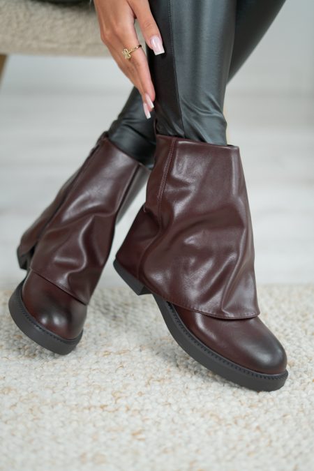 Botki z prostą nogawką Bordowy – Noravelle 1